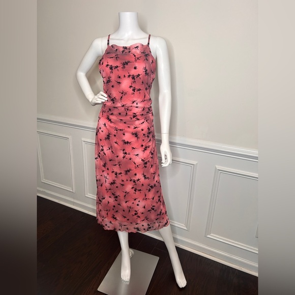 Women’s Flocked Mesh Midi Slip Dress Wild Fable Pink/Black, M - Picture 10 of 13